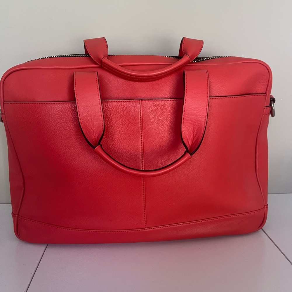 Authentic Coach Briefcase - F71561 Hudson Commuter in Leather-Coral - Picture 3 of 5